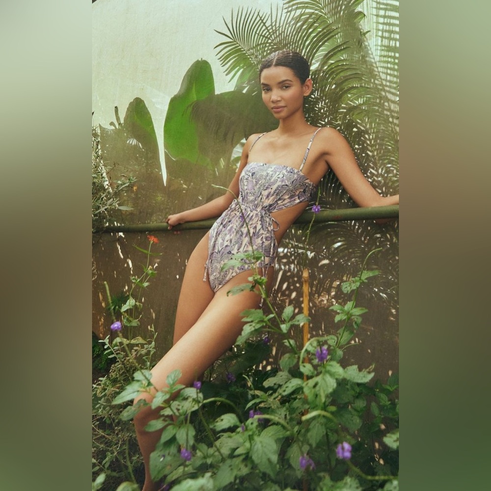 Agua by Agua Bendita Purple Floral One Piece